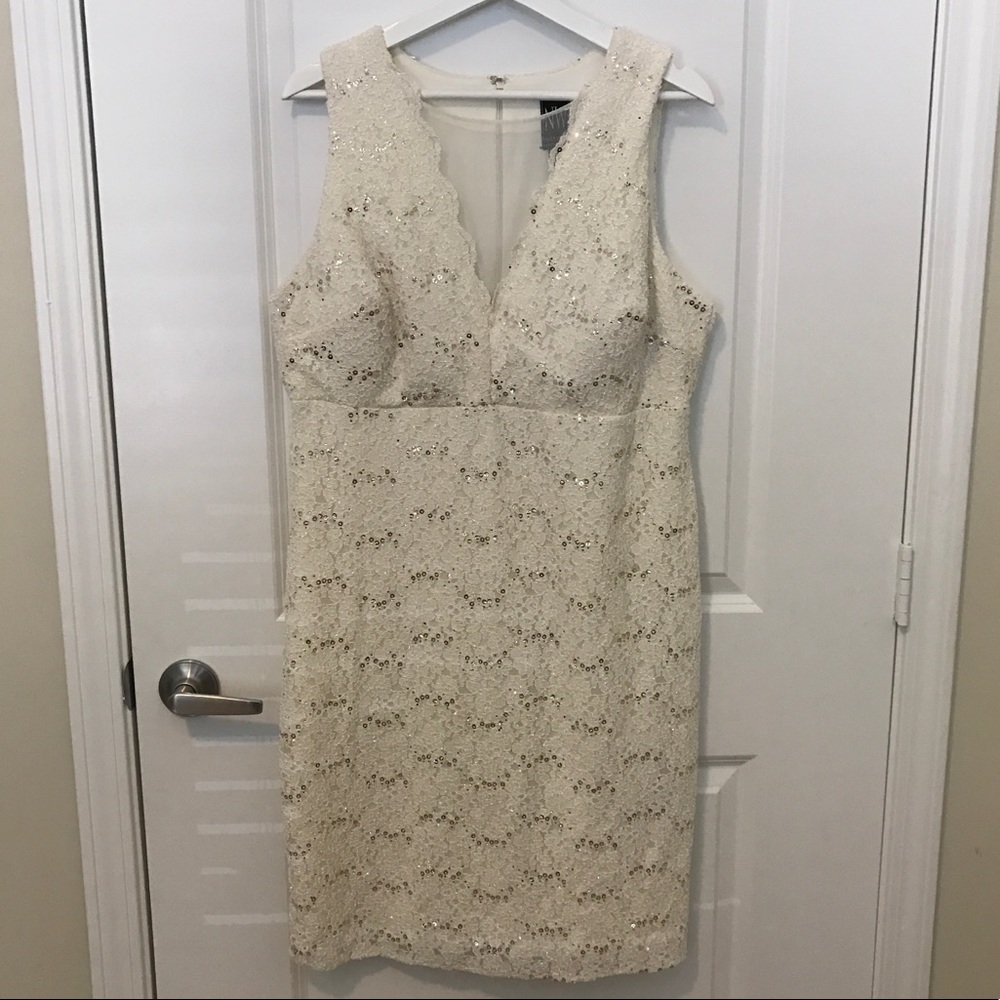 Ivory Sequin Lace Illusion Dress